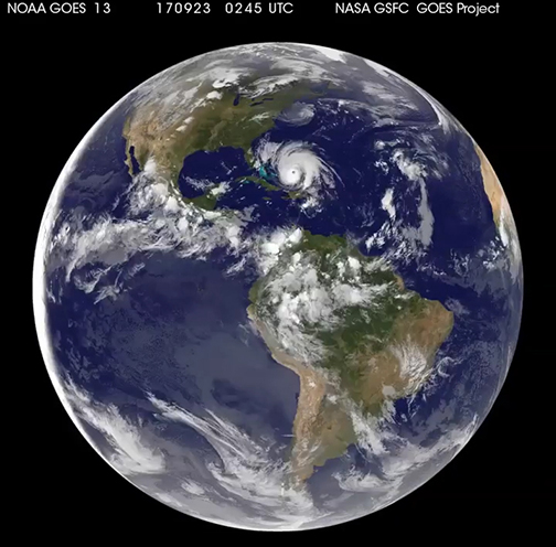 satellite image of hurricanes Maria and Lee